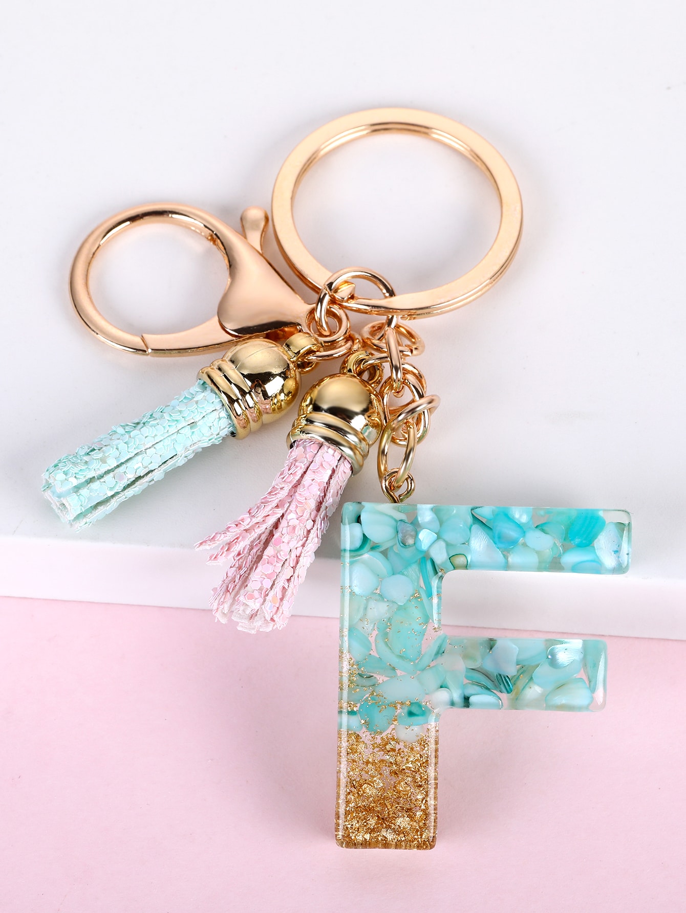 Tassel & Letter Charm Keychain