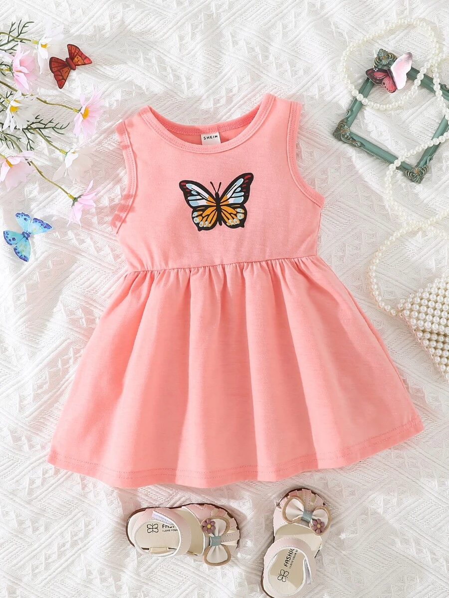 Baby Girl Butterfly Print A-Line Dress