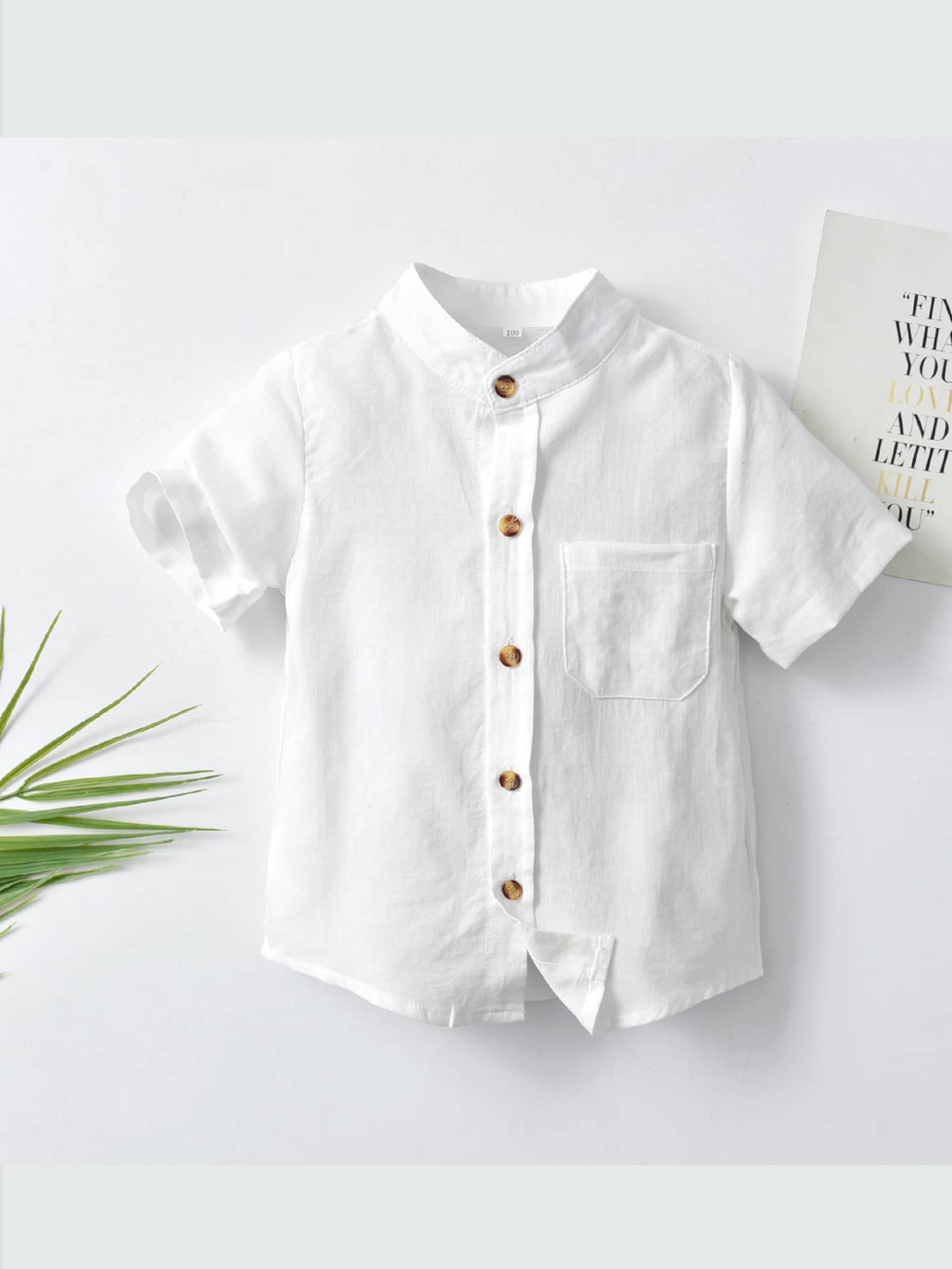 SHEIN Camisa De Bolso Com Remendo Para Garoto Jovem
