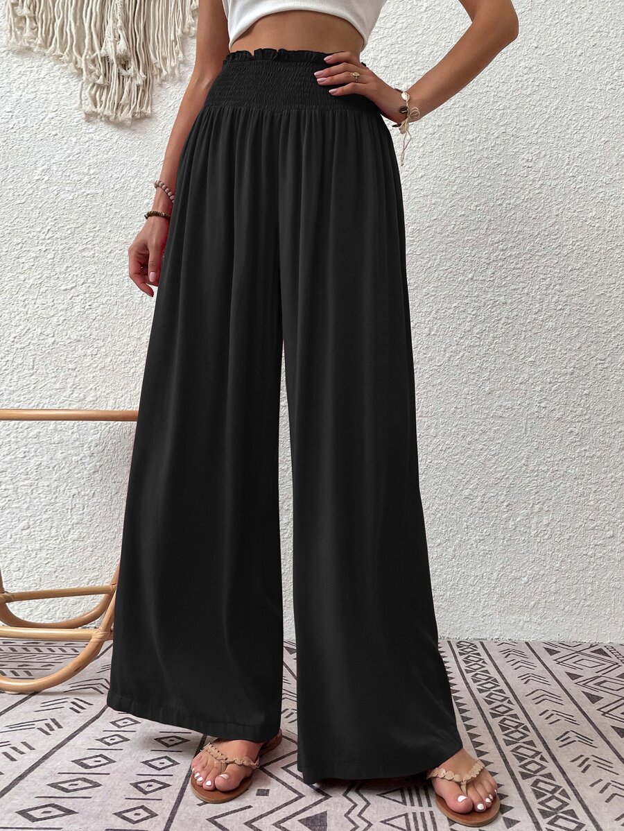 Breezaya Pantalones de pierna ancha de cintura fruncido