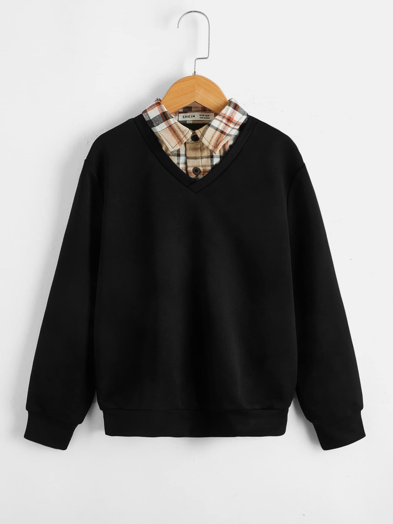 SHEIN Jungen Sweatshirt mit Kontrastkragen