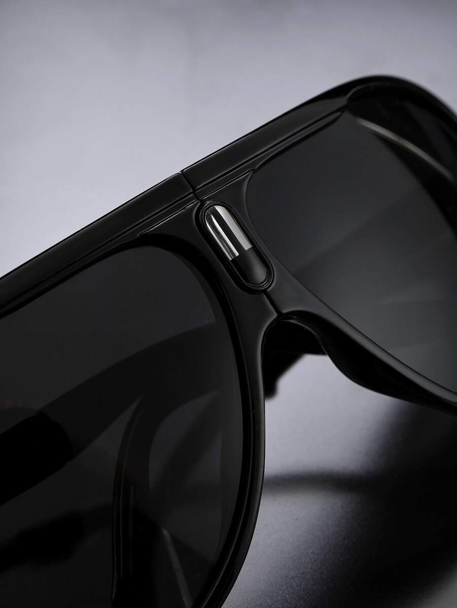 1 pieza Gafas de sol de piloto plegables vintage para hombres, de plástico, de moda, adecuadas para uso diario o viaje, con lentes de material policarbonato a prueba de explosiones, disponibles para las cuatro estaciones, para calle, verano, playa, vacaciones, exteriores, viaje