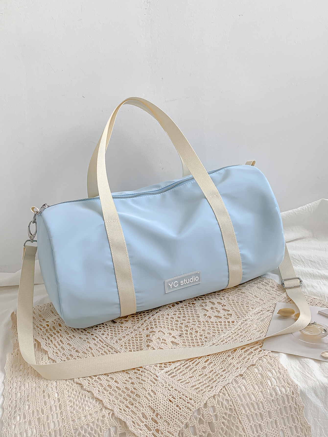 Letter Patch Decor Duffel Bag