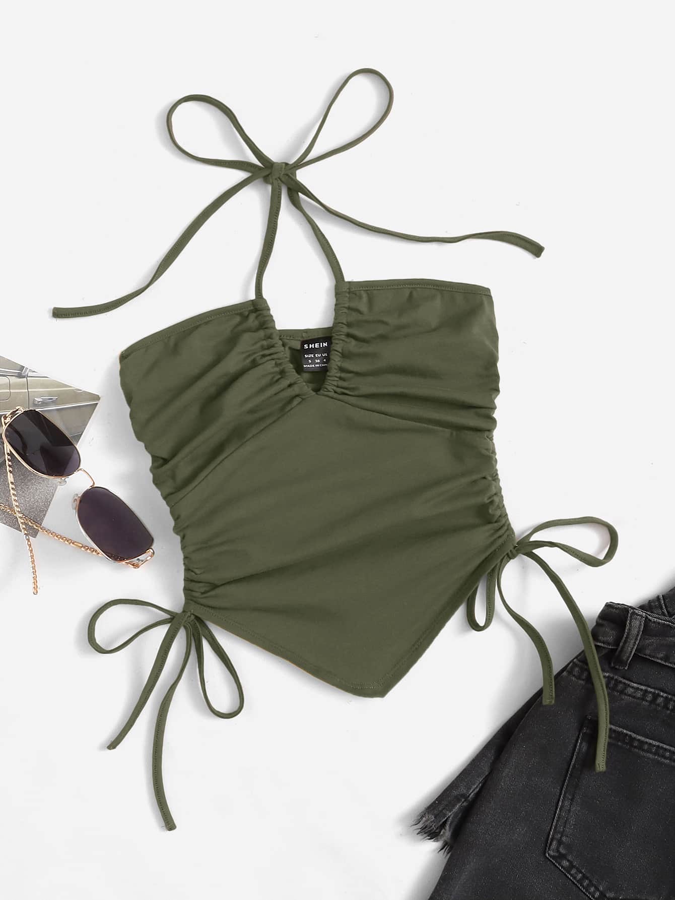 SHEIN ICON Top bandeau con nudo delantero con cordón