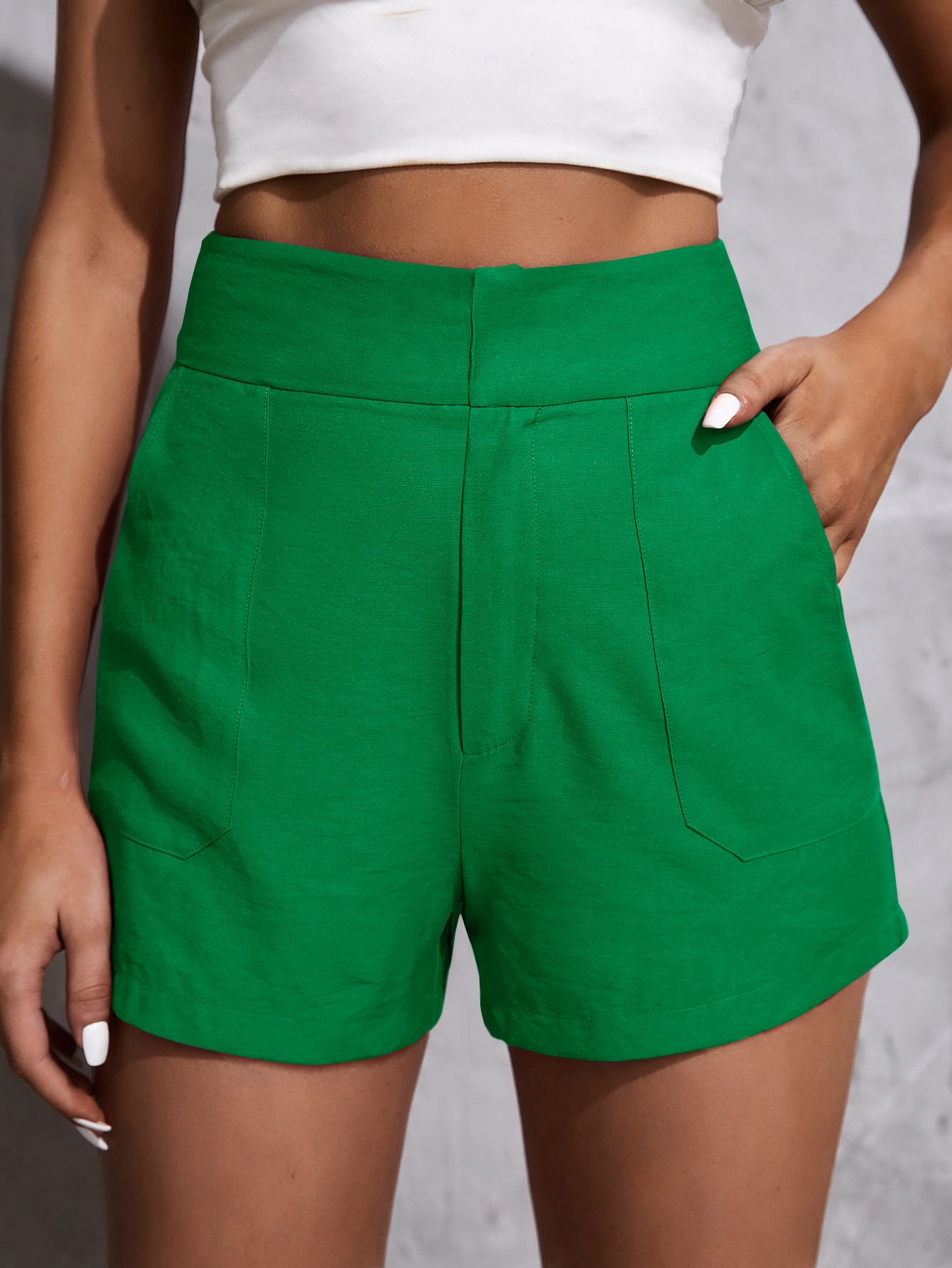 SHEIN Bermudas Cintura alta Bolso Inclinado
