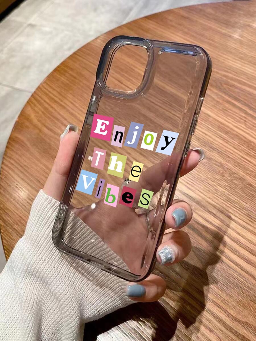 Slogan Graphic Clear Phone Case