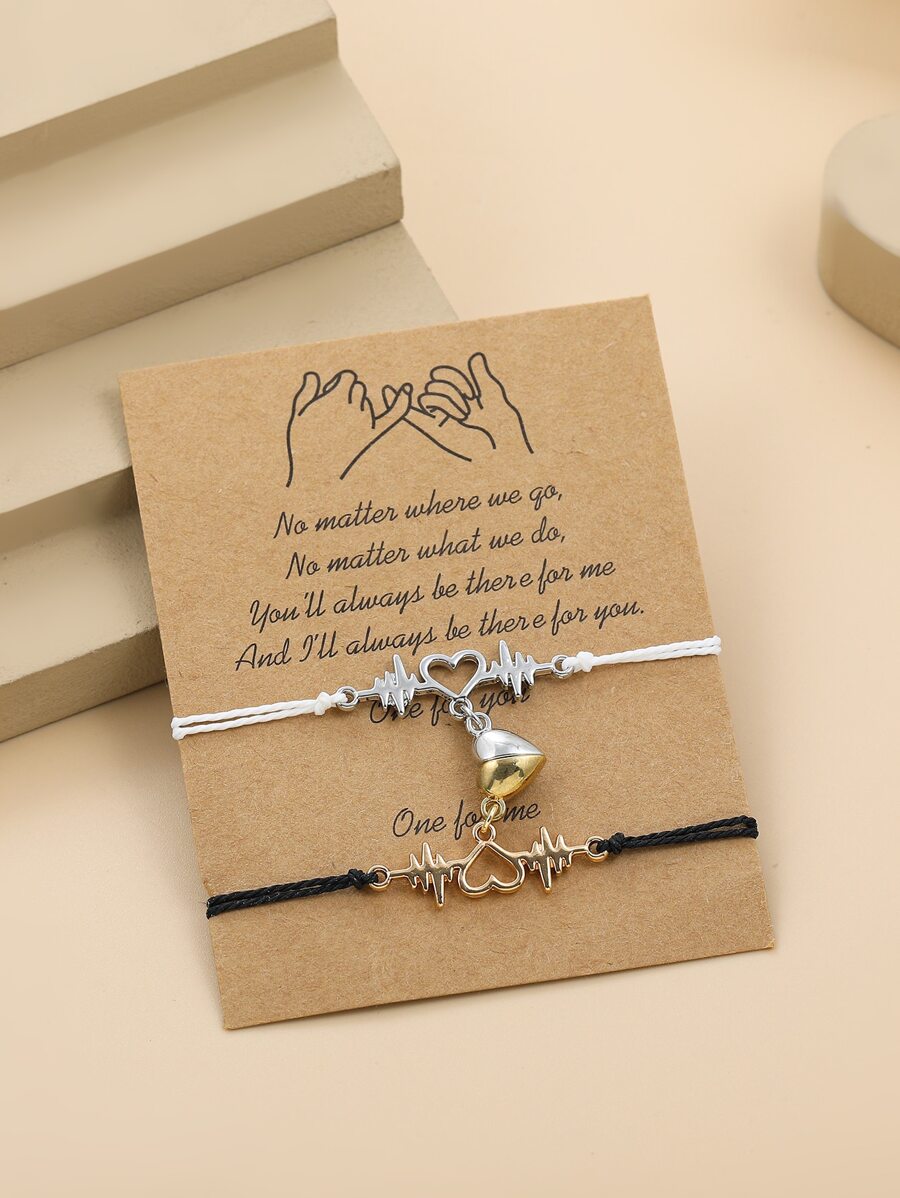 2 piezas Pulsera magnética con diseño de latido del corazón en pareja, para San Valentín, mamá, madre, Día de la Madre, regalo