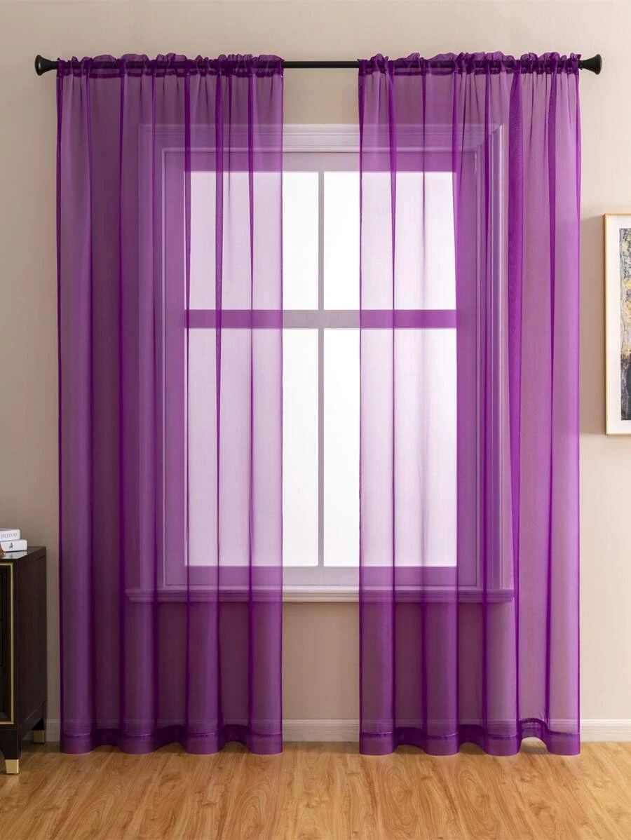 Solid Color Single Panel Sheer Curtain