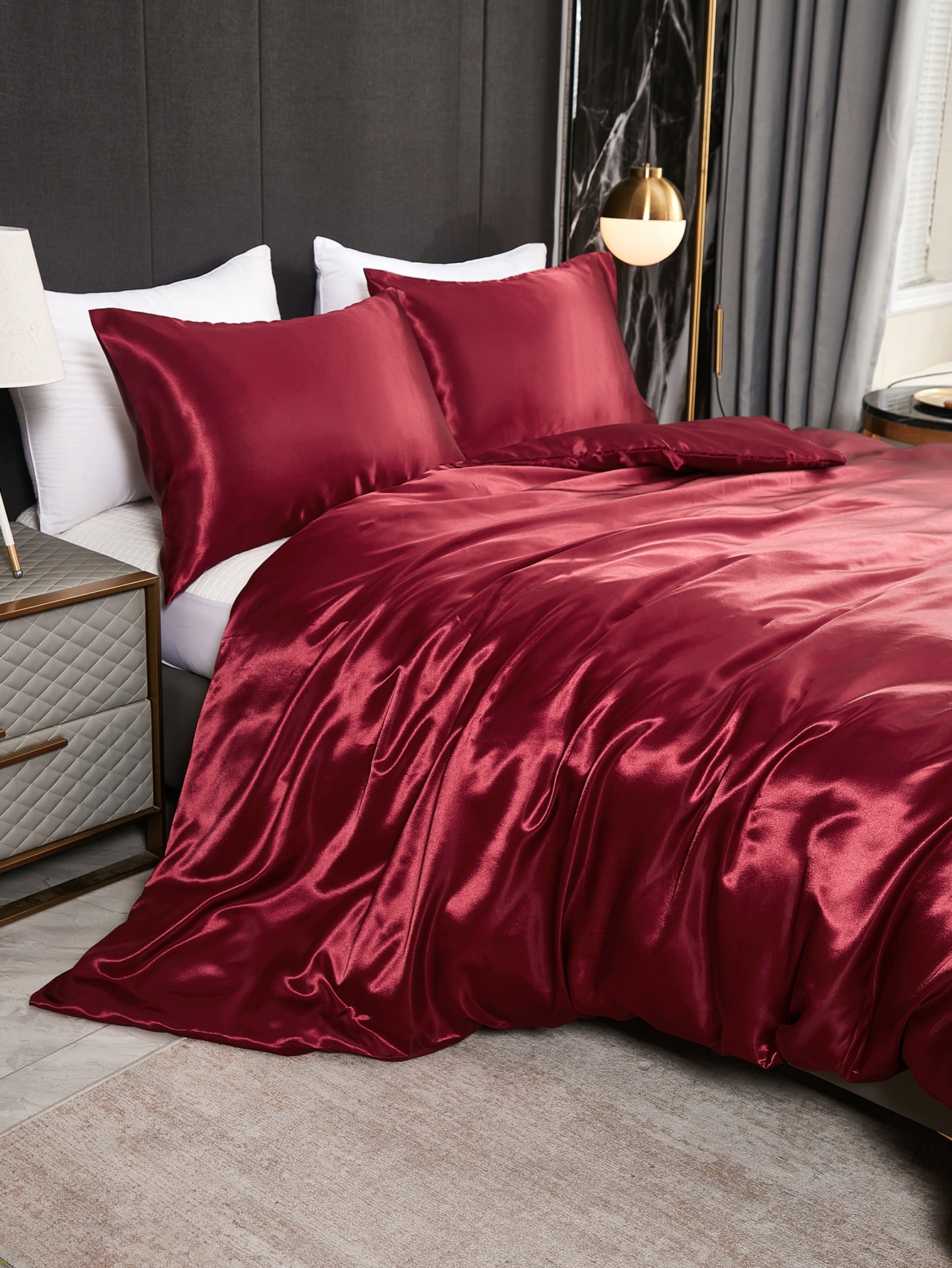 Plain Satin Duvet Cover Set Without Filler