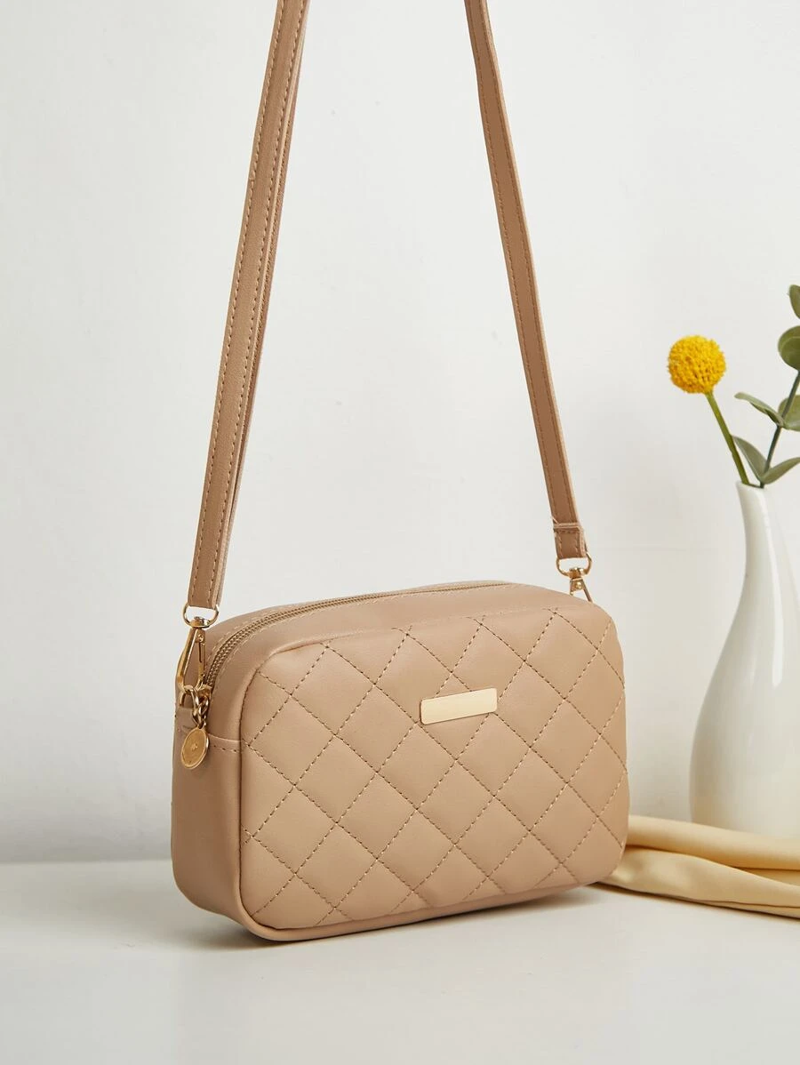 Nueva bolsa de hombro tipo bandolera en miniatura con patrón acolchado de rombos para mujeres