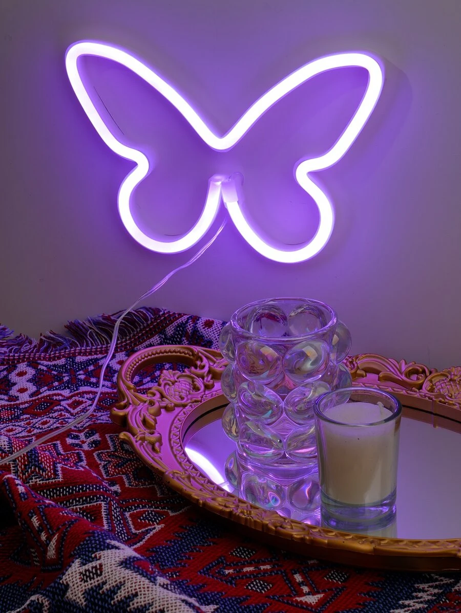 1pc Butterfly Neon Light Indoor Room Decoration For Girls' Atmosphere, Festive, Wedding, Proposal, Party, Four Seasons Lighting