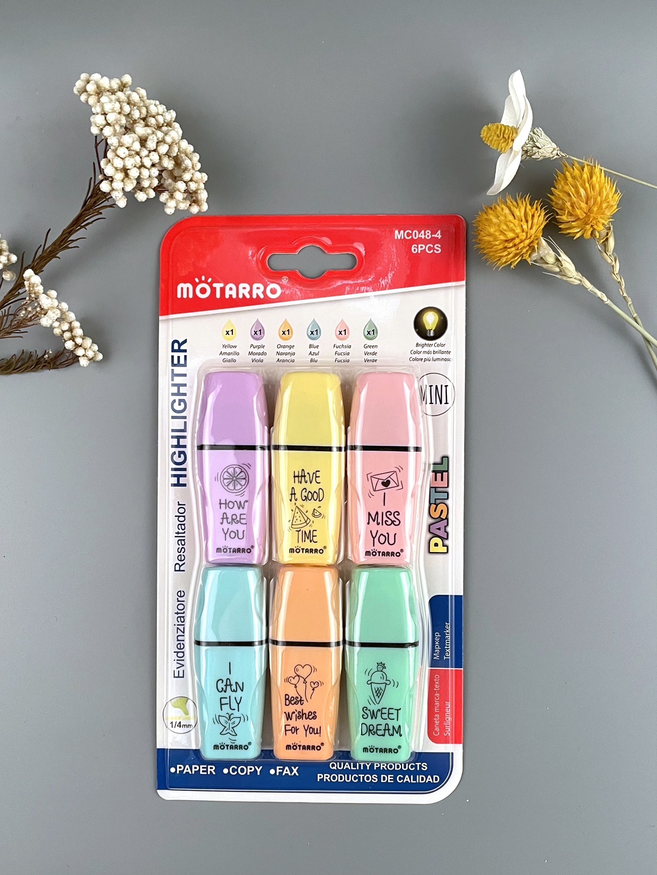 6pcs Slogan Graphic Highlighter