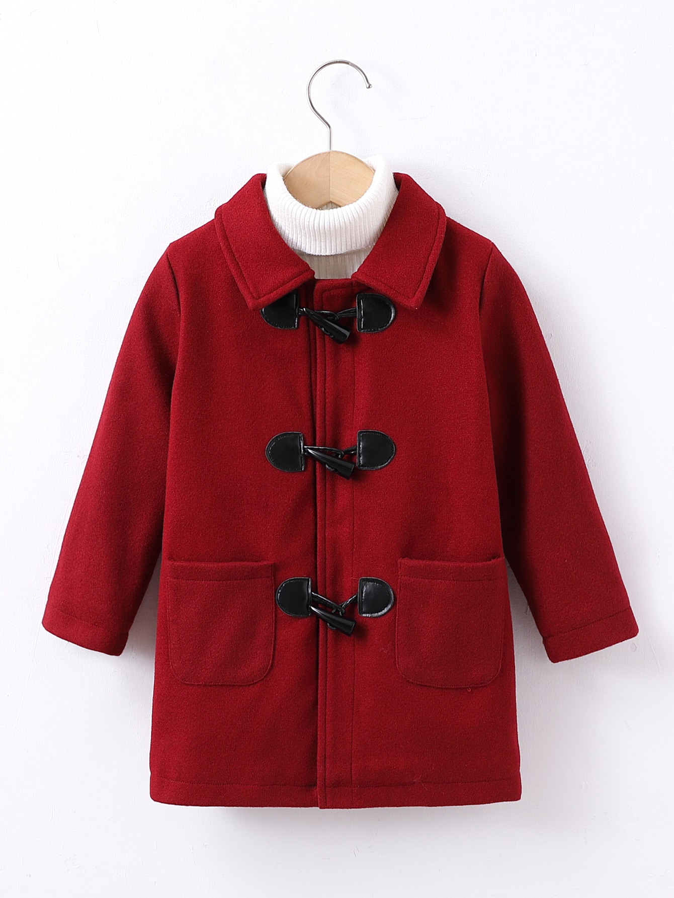 Toddler Boys Dual Pocket Duffle Overcoat Without Sweater