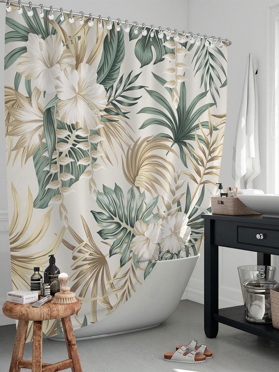 1pc Flower Pattern Shower Curtain Home Bathroom Decor Summer Bathroom Accessories Back To School