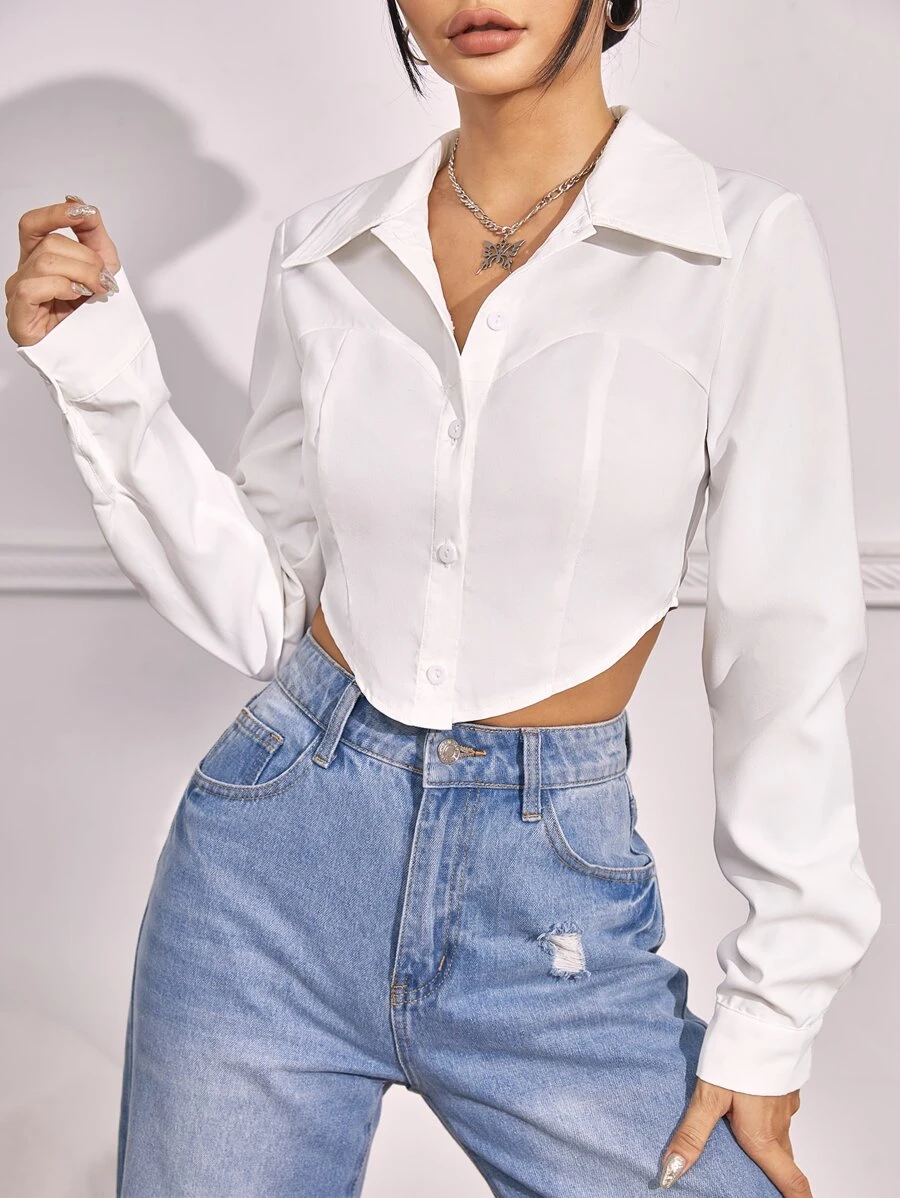 SHEIN EZwear Camicia orlo asimmetrico corto