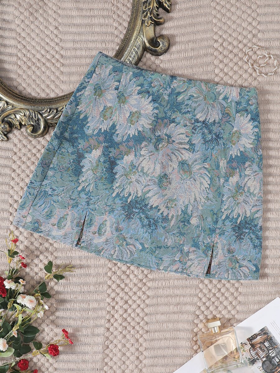 Breezaya Split Zoom Bloemen Jacquard Rok Vakantie Strand Outfits Vrouwen