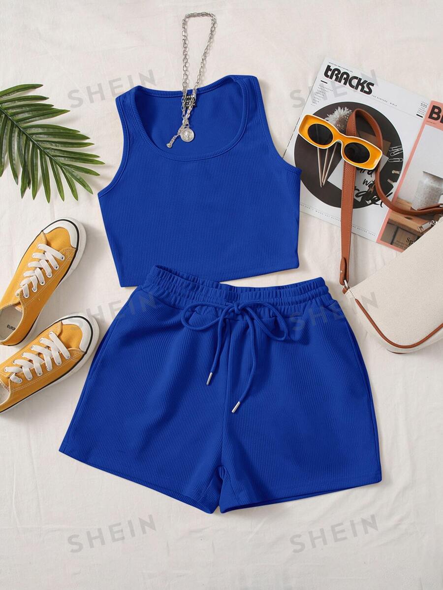 Comfortcana Conjunto Top tank unicolor & Shorts deportivos