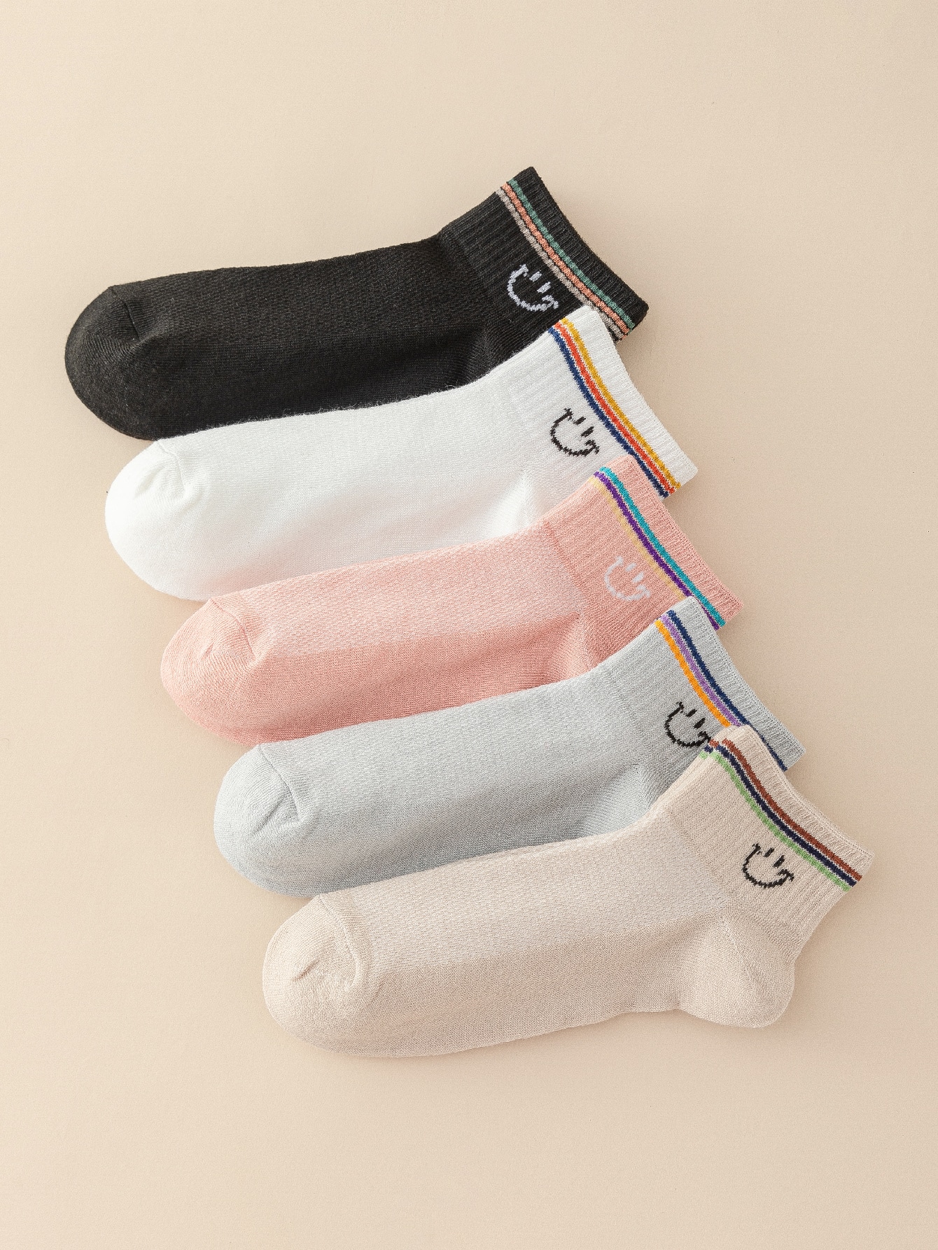 5pairs Expression Print Ankle Socks
