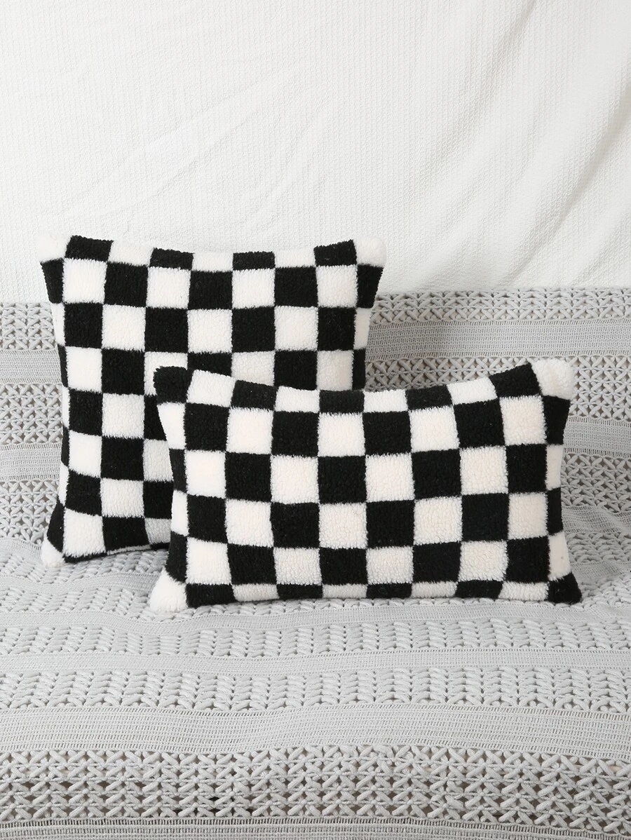 1pc Two Tone Cushion Cover Without Filler, Simple Throw Pillow Case, For Sofa, Living Room