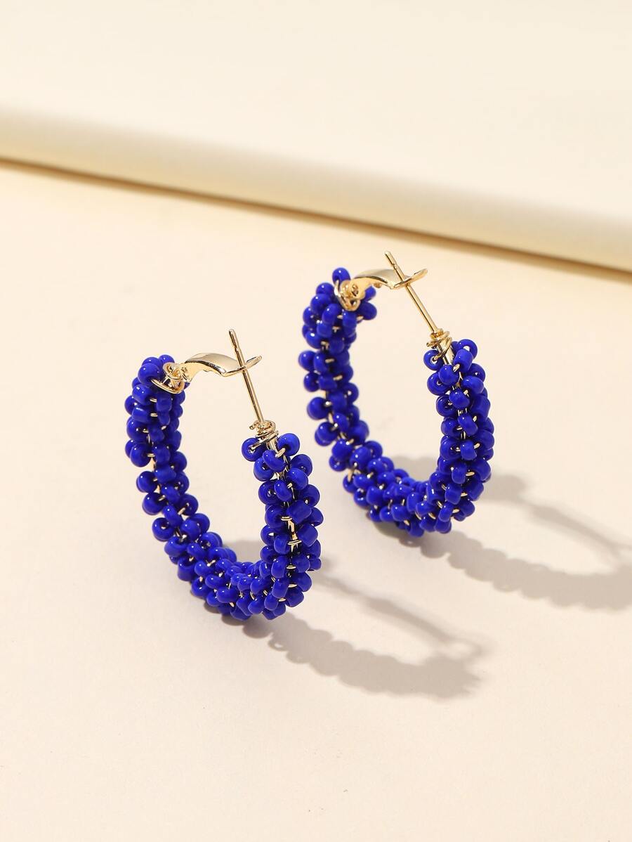 1 par de aretes minimalistas de cuentas geométricas de unicolor, de moda y versátiles
