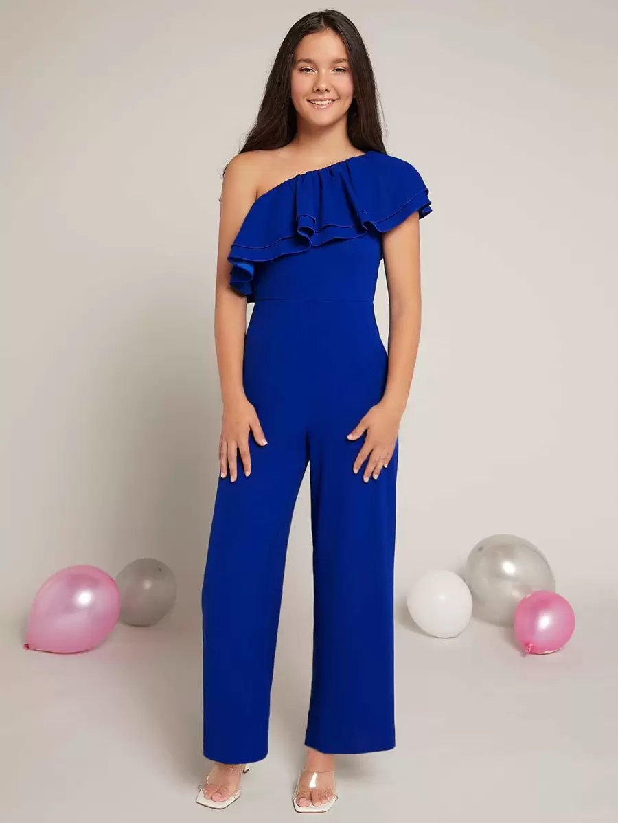 SHEIN Pitira Chicas adolescentes Mono de un hombro a capas ribete con fruncido