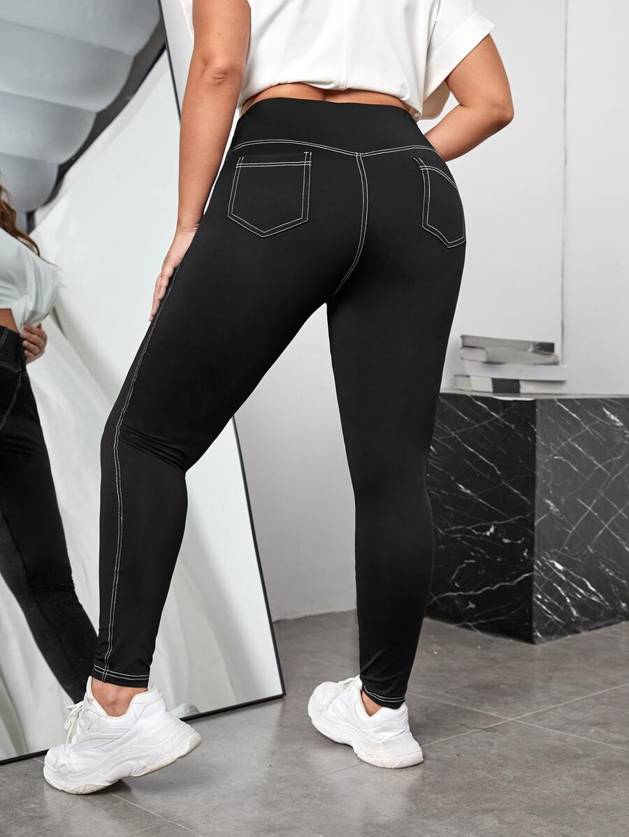 SHEIN EZwear Legging taille haute à surpiqûres