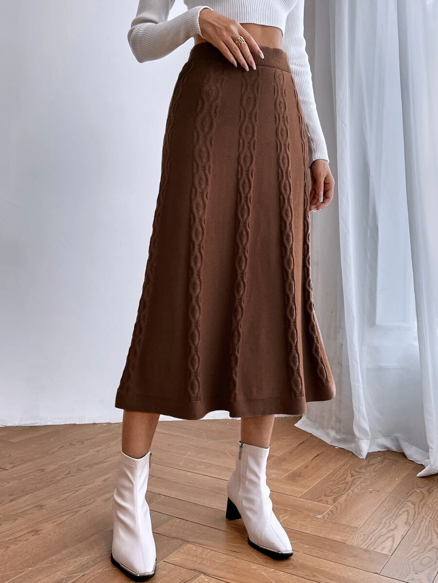 Flirla High Waist Textured Knit Skirt