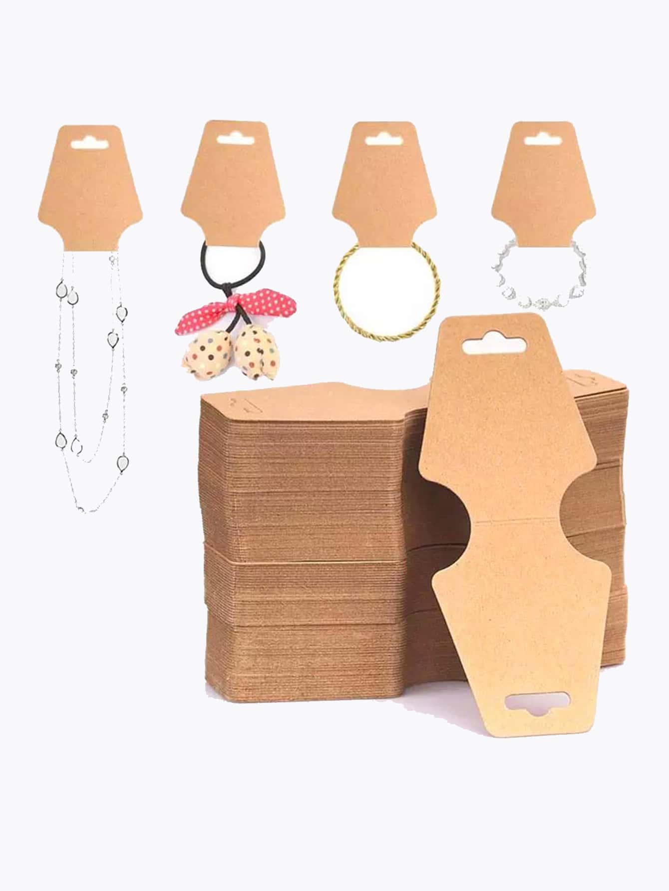 50 pièces Carte de rangement de bijoux simple, carte d'affichage de collier en papier brun, étiquette en papier kraft pour l'emballage et l'accrochage de bijoux, cadeau pour la Saint-Valentin et la rentrée scolaire