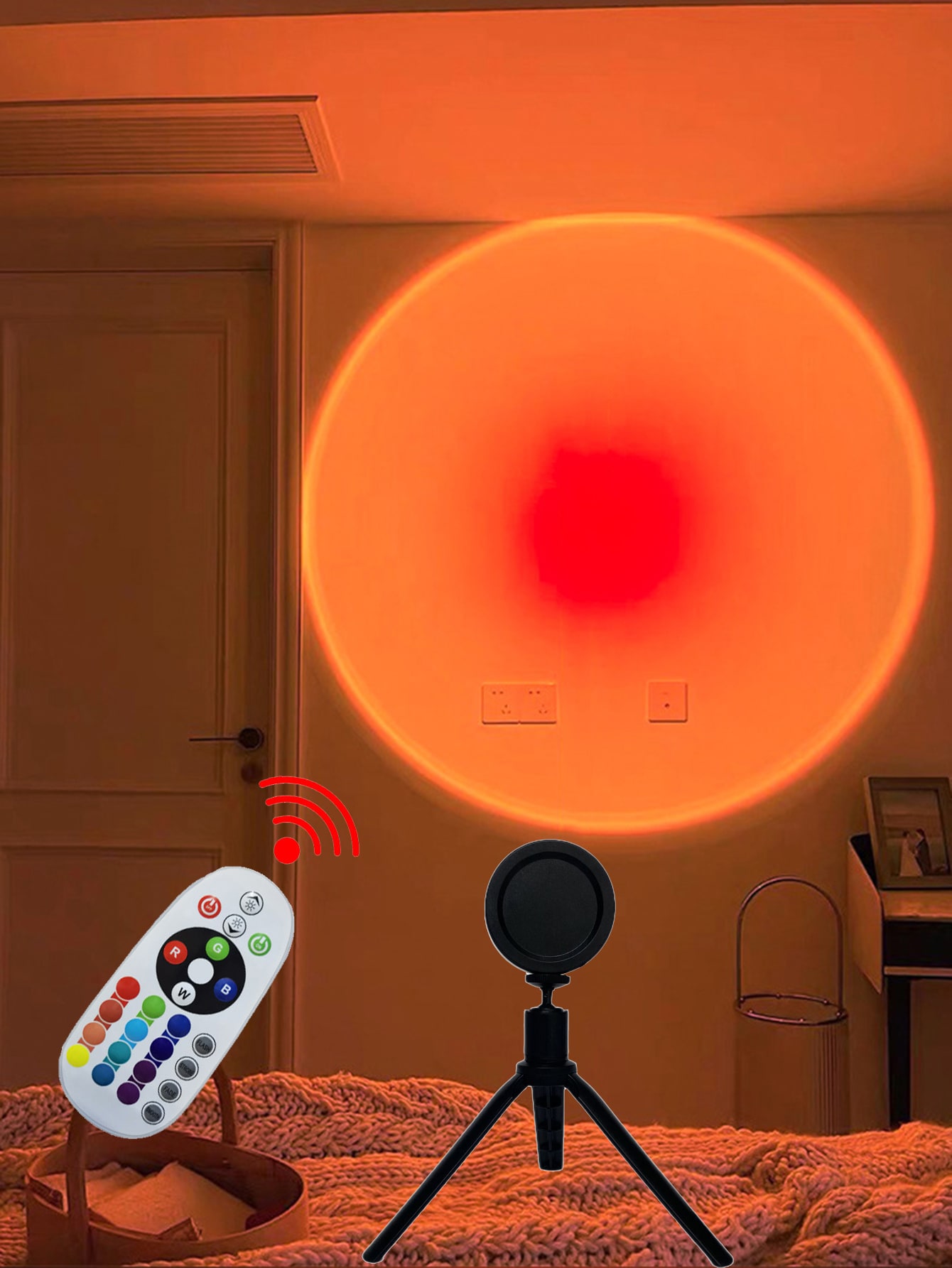 1pc Led Sunset Light With Remote Control