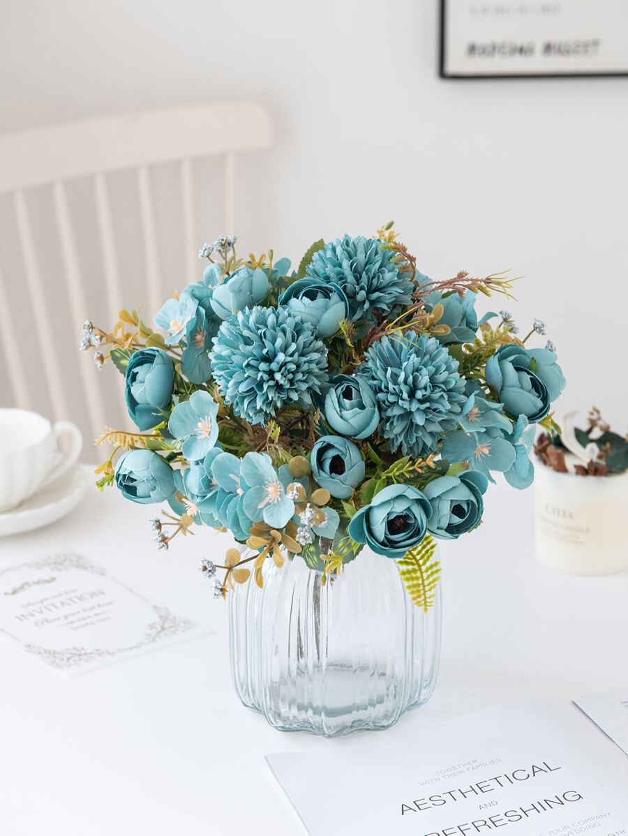 1/3 Stück Künstliche Seide Teerosen Blumenstrauss Chrysantheme Plastik Pflanzen Brautstrauss Valentinstag Fake Pflanzen Hochzeitsdekoration Bastelutensilien, Braut Handgelenkblumendekoration, Autodekorationshochzeit, Türbogendekoration, Zuhause, Esszimmer, Schlafzimmer, Vasendekoratio, Geburtstagsparty Dekomaterialien Neujahrsgeschenke, Valentinstag, Abschlussgeschenk, Herbstdekoration