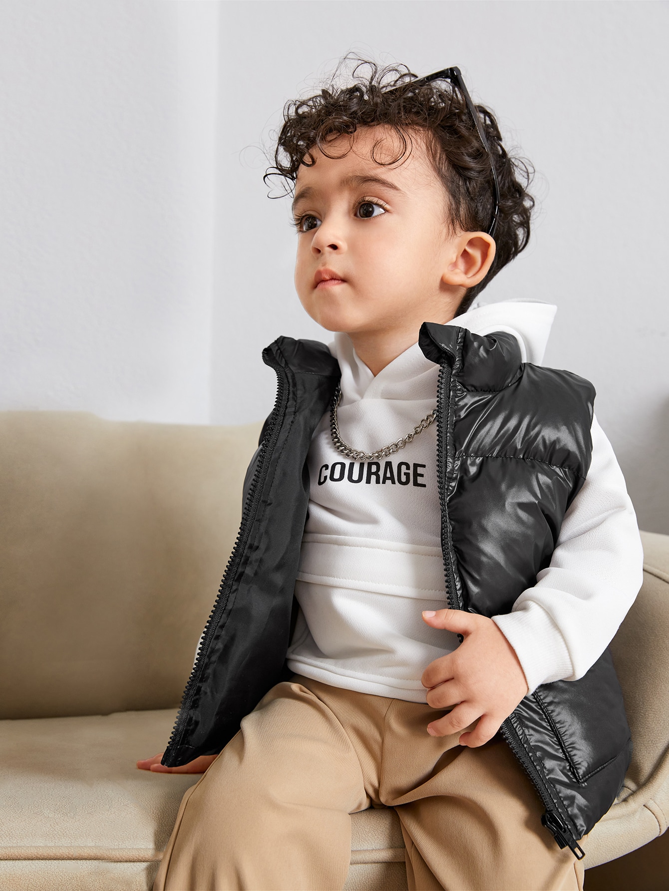 SHEIN Baby 1pc Zip Up Vest Coat