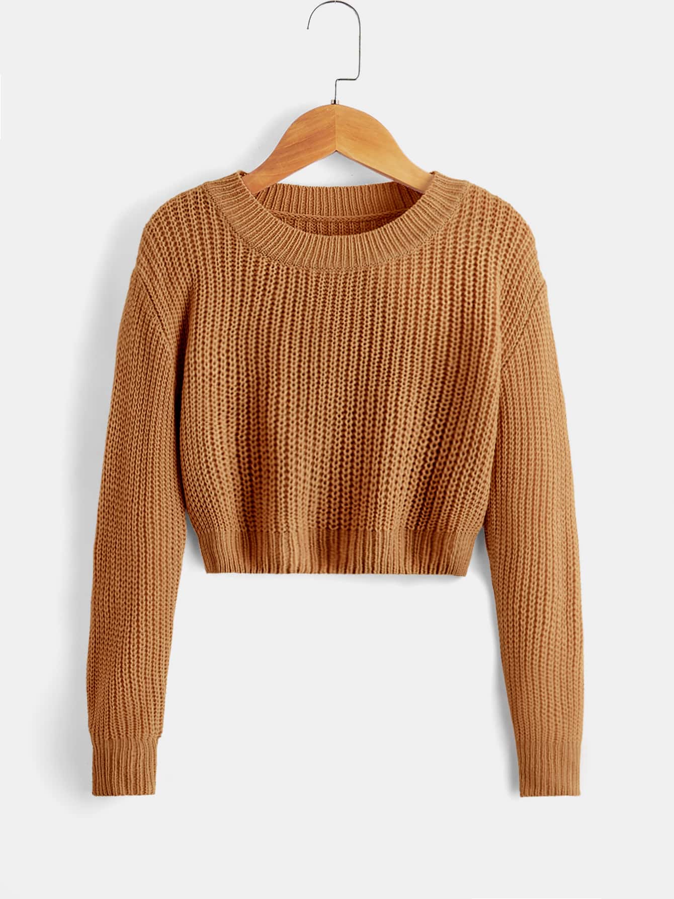 SHEIN Sweter żebrowany z obniżonymi ramionami dla dziewcząt