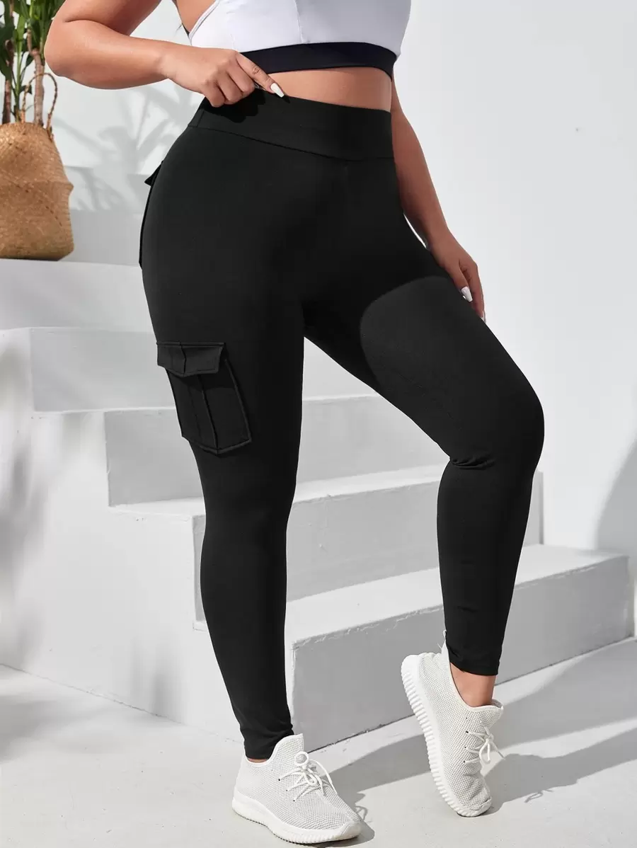 Seamluxe SHEIN Sport Sports Leggings mit breitem Taillenband, Pattentasche