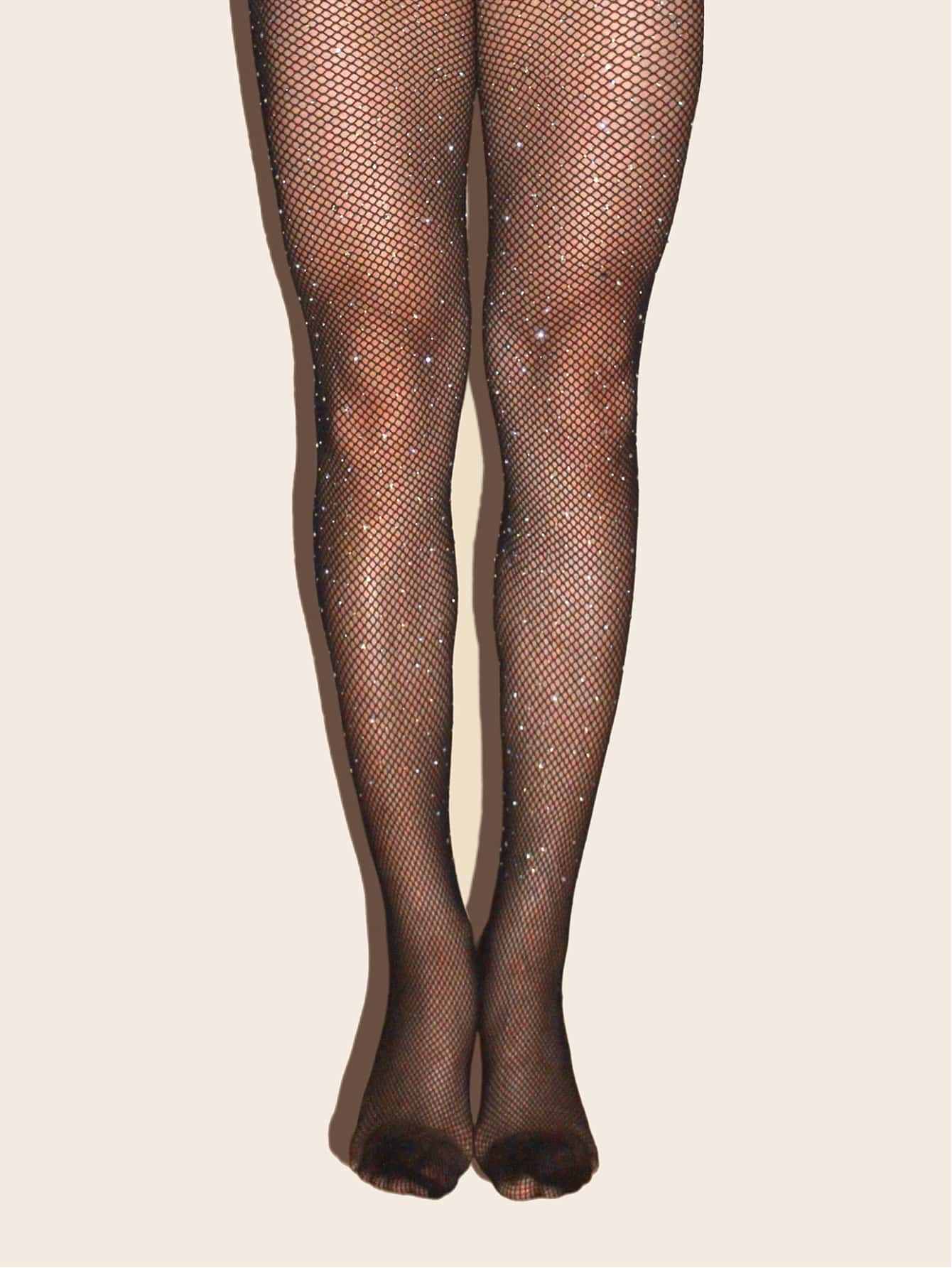 Rhinestone Decor Tights
