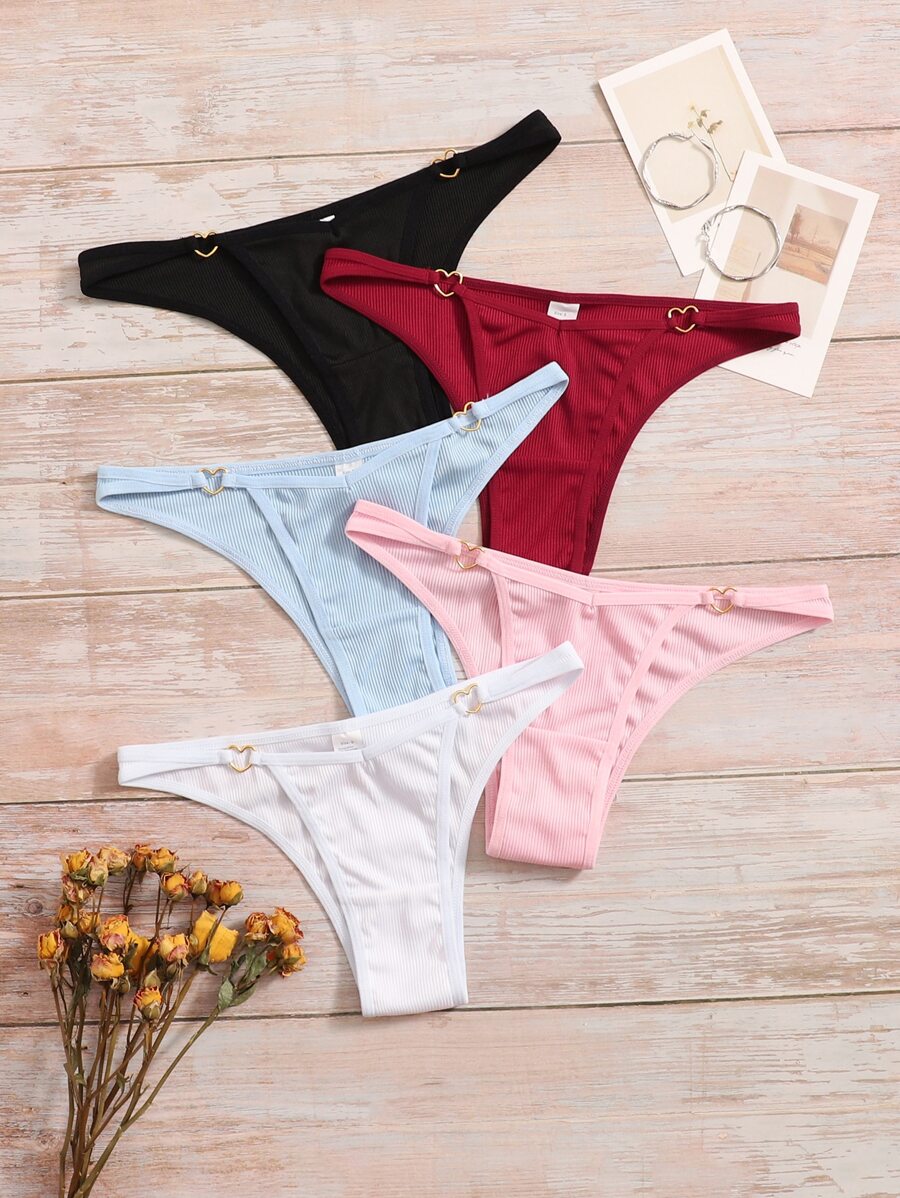 Shein Underwear&Sleepwear Basics 5 piezas Bragas vinculado con aro de corazón