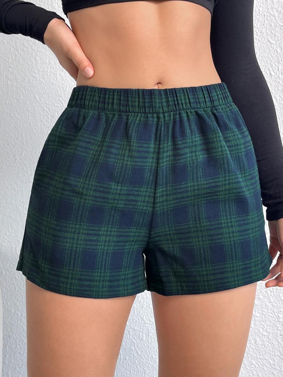 SHEIN EZwear Plaid Wide Leg Shorts