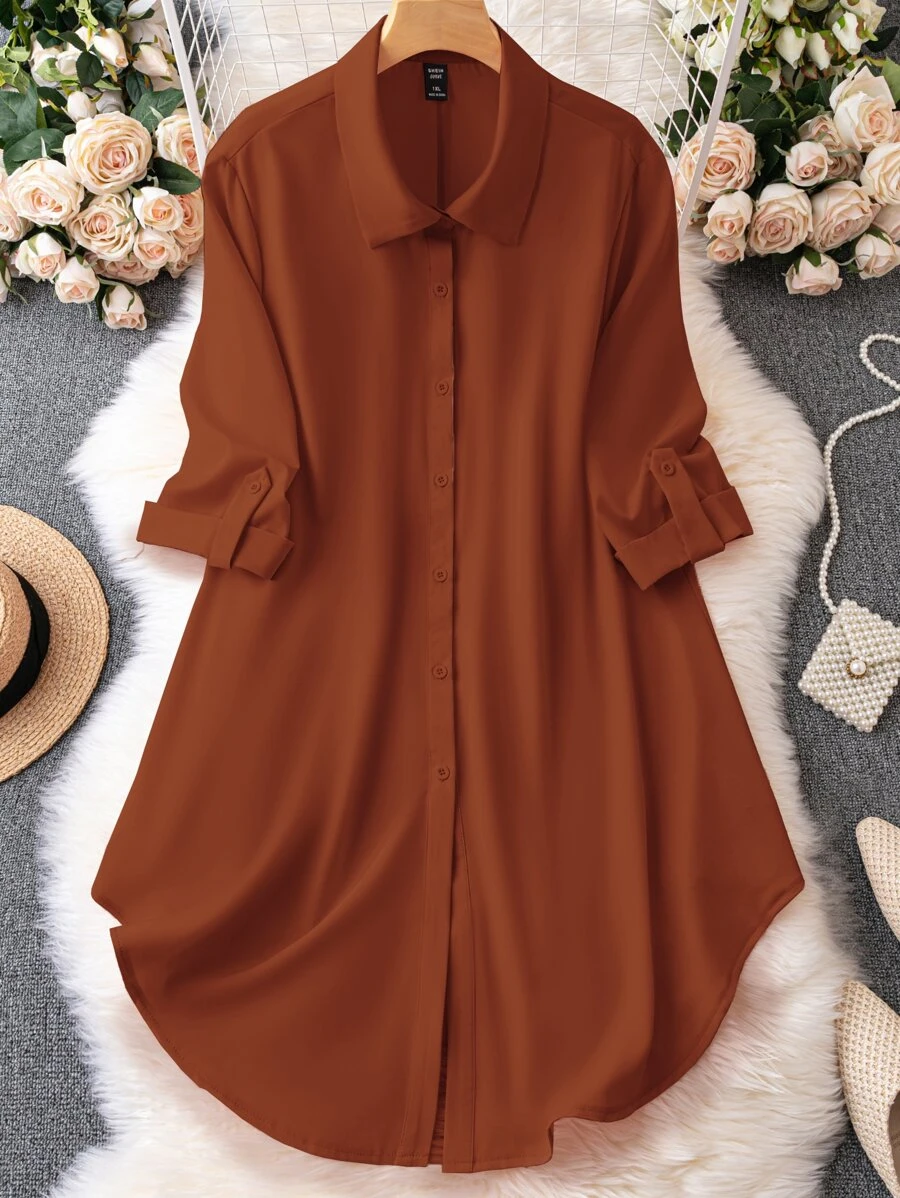 SHEIN LUNE Robe chemise manches pattes