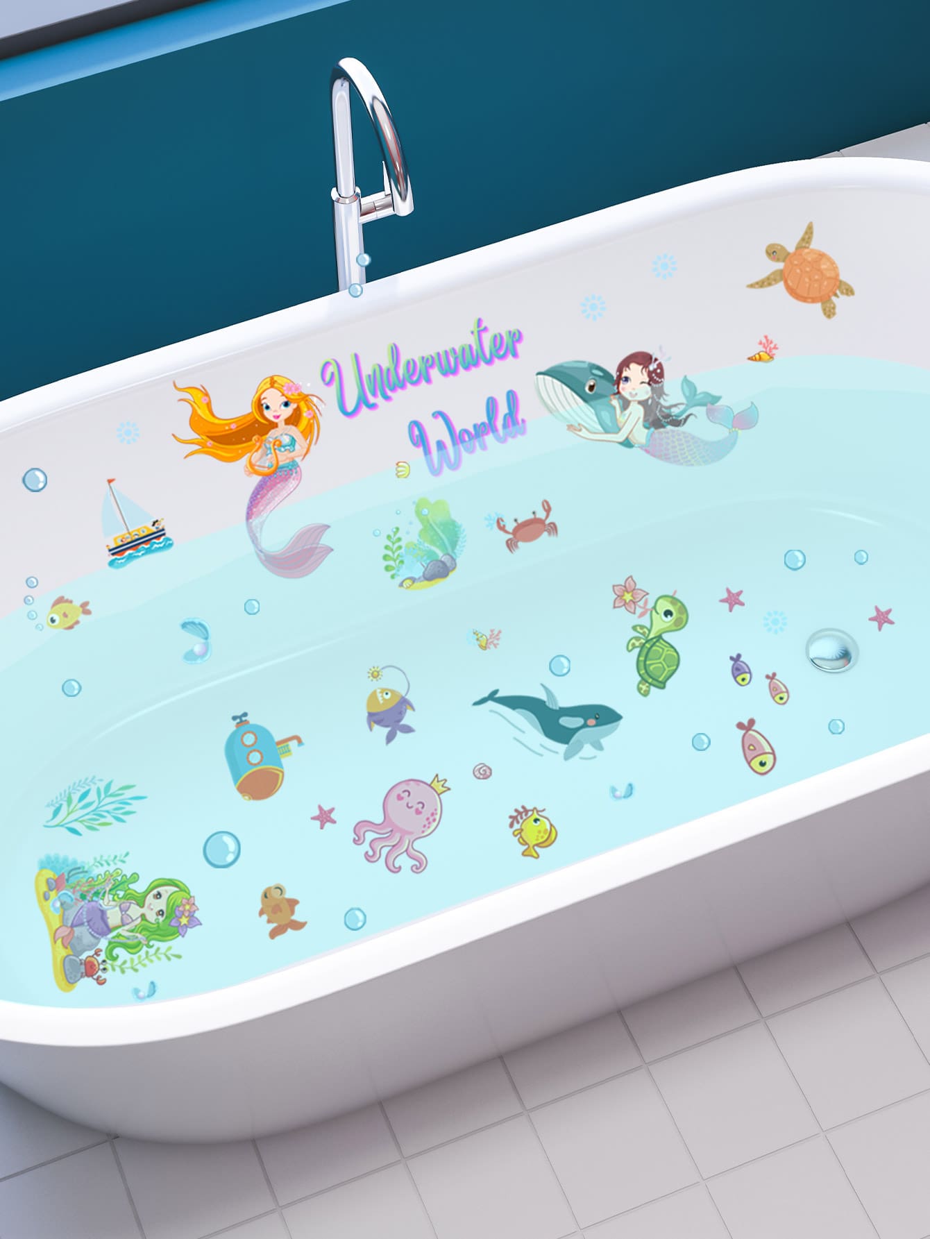 6pcs Cartoon Figure & Animal Print Bathtub Applique