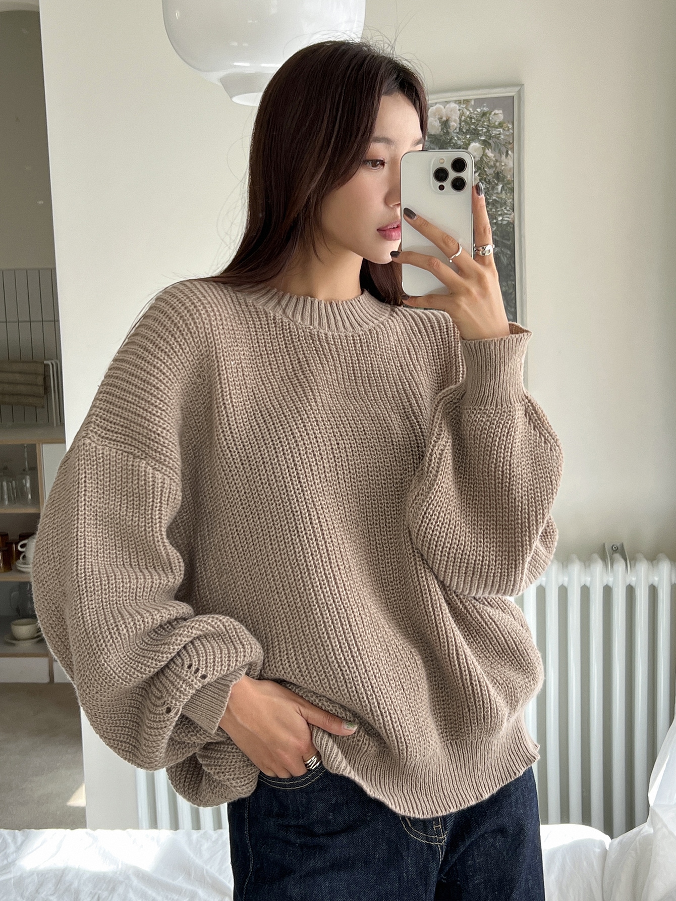 【SATIIIZ】Dena Solid Round Knitwear Ribbed Knitted Round Neck Top Blue | NA-KD