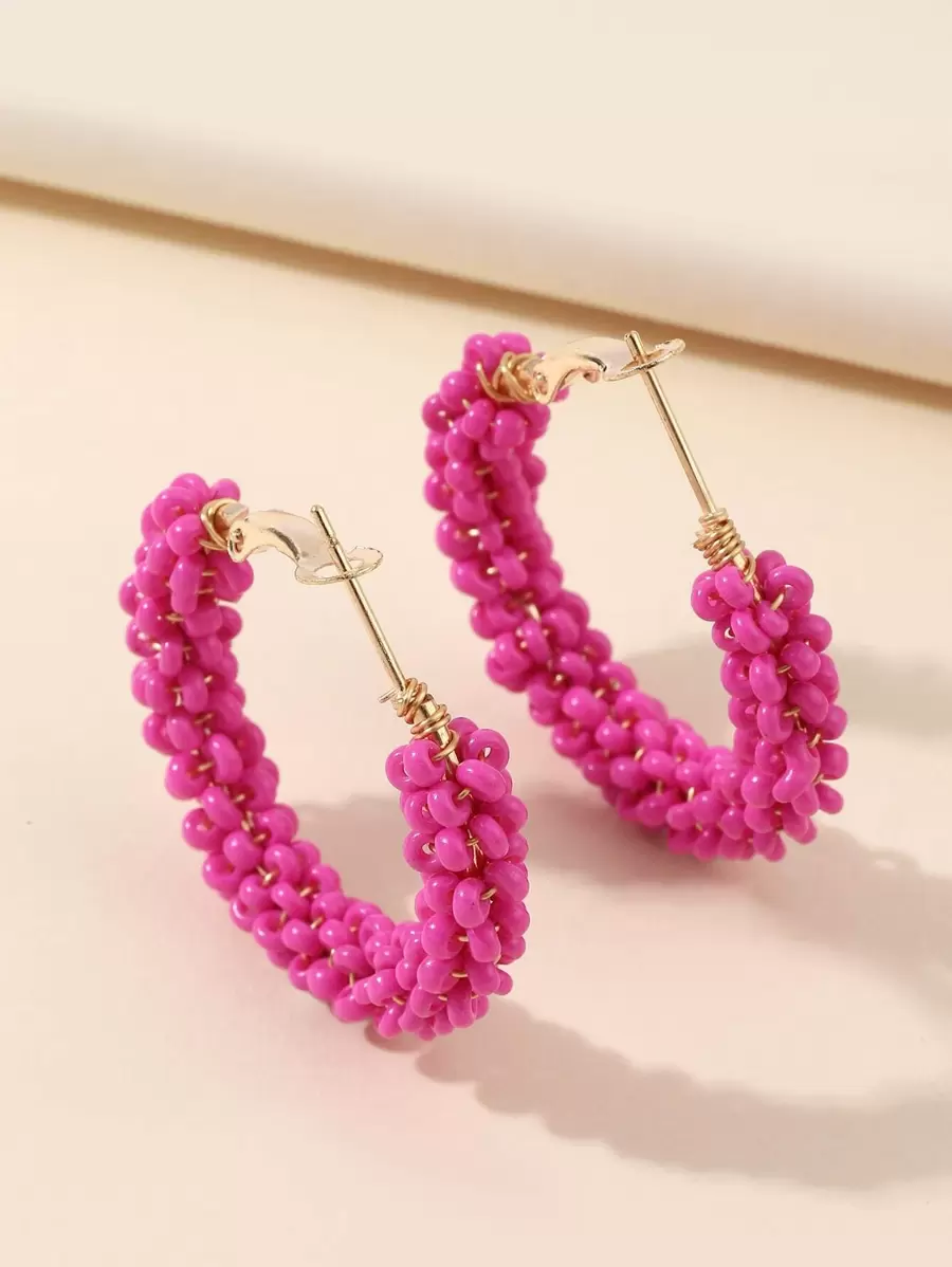 1 par de Pendientes de Aro con Perlas de Arroz, casuales y elegantes