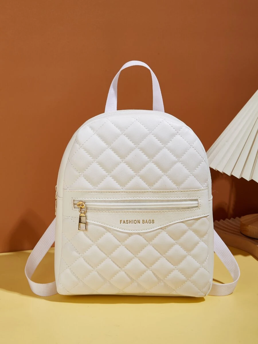 Letter Graphic Quilted Classic Backpack, Lightweight & Durable Small Backpack, Mini Backpack For Back To School & TravelSchool Bag,Lightweight,Portable,Business Casual, Suitable For Teen Girls Women College Students, Perfect For Back To School,College,Middle School, High School,Work , Business, Commute,Stadium, Sports,Shopping,Holiday