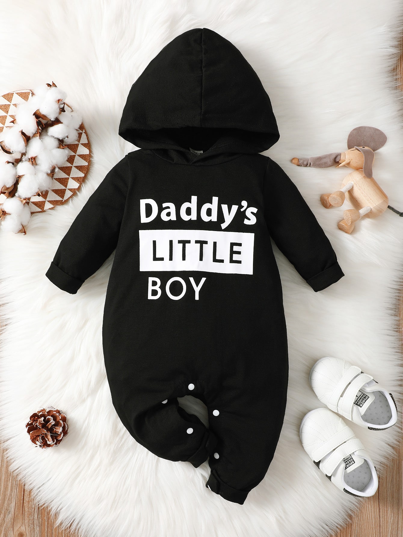 Baby Letter Graphic Hooded Jumpsuit