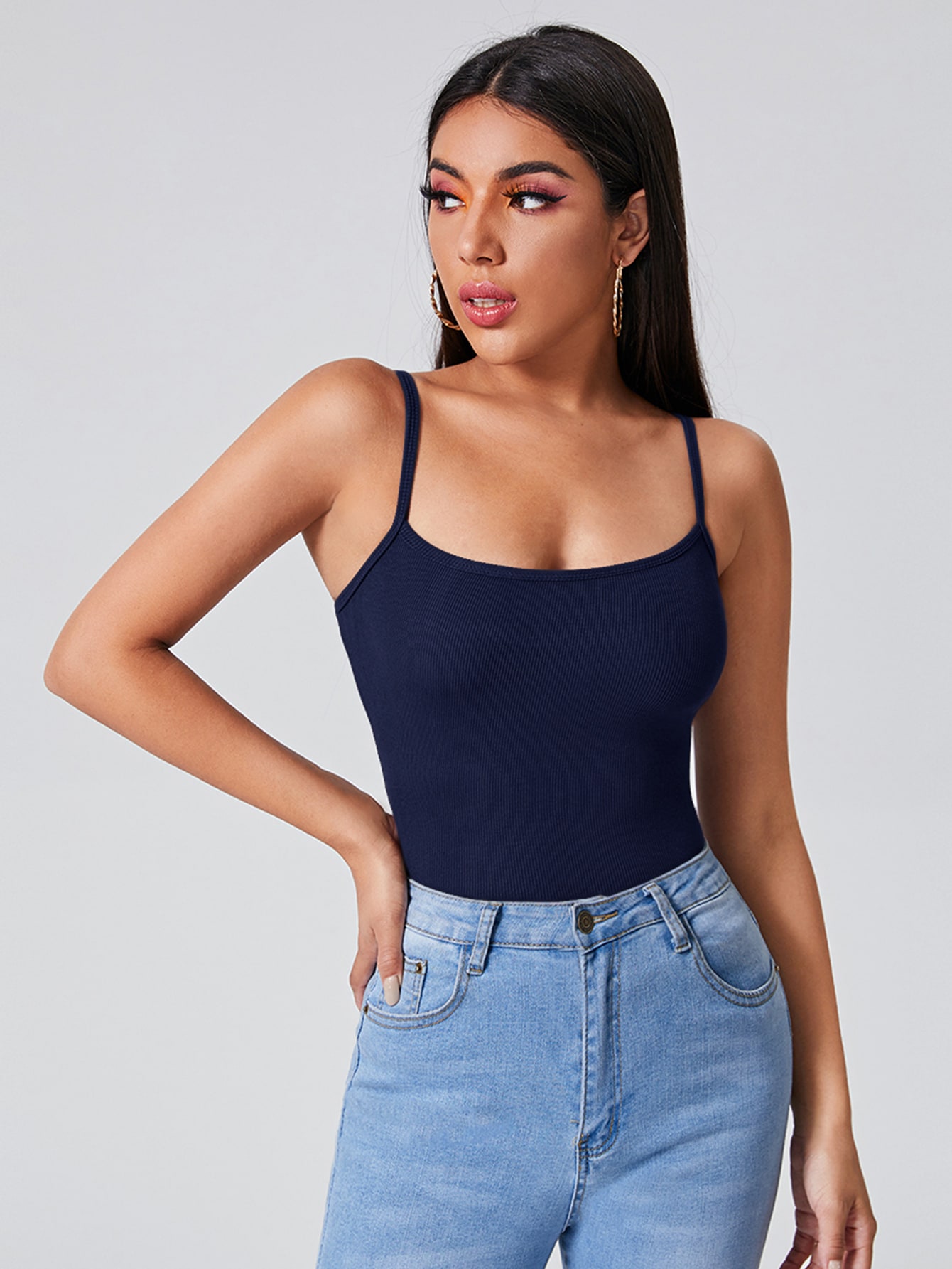 SHEIN EZwear Casual Eenkleurig Tanktop & hemd Geplisseerde
