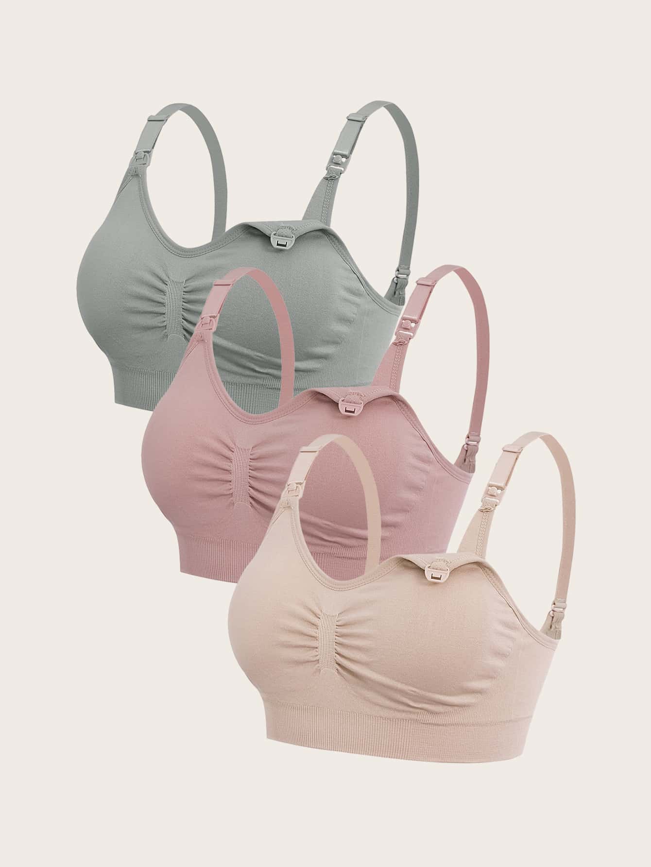 SHEIN Reggiseno per l"allattamento ruched per maternità, confezione da 3 per donne in stato interessante