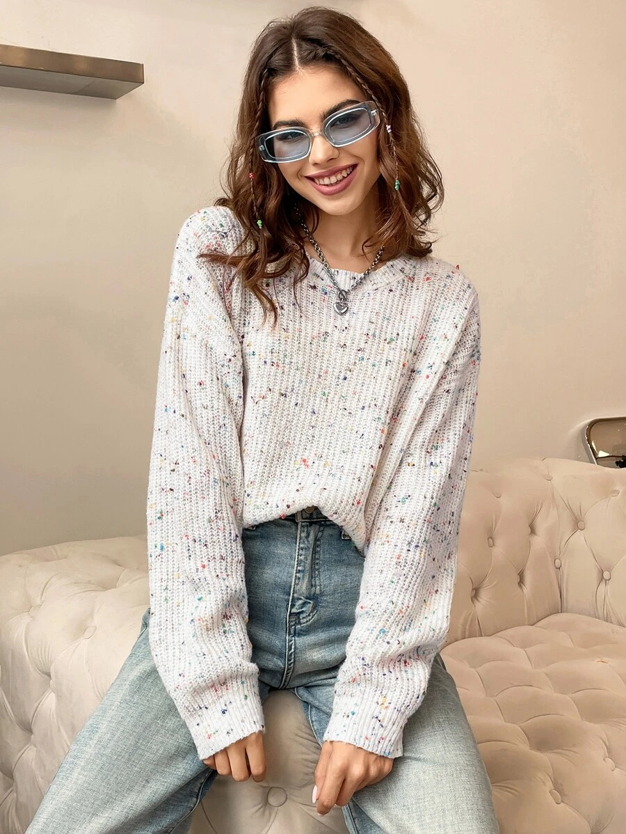 SHEIN MOD Pull en tricot à plumetis
