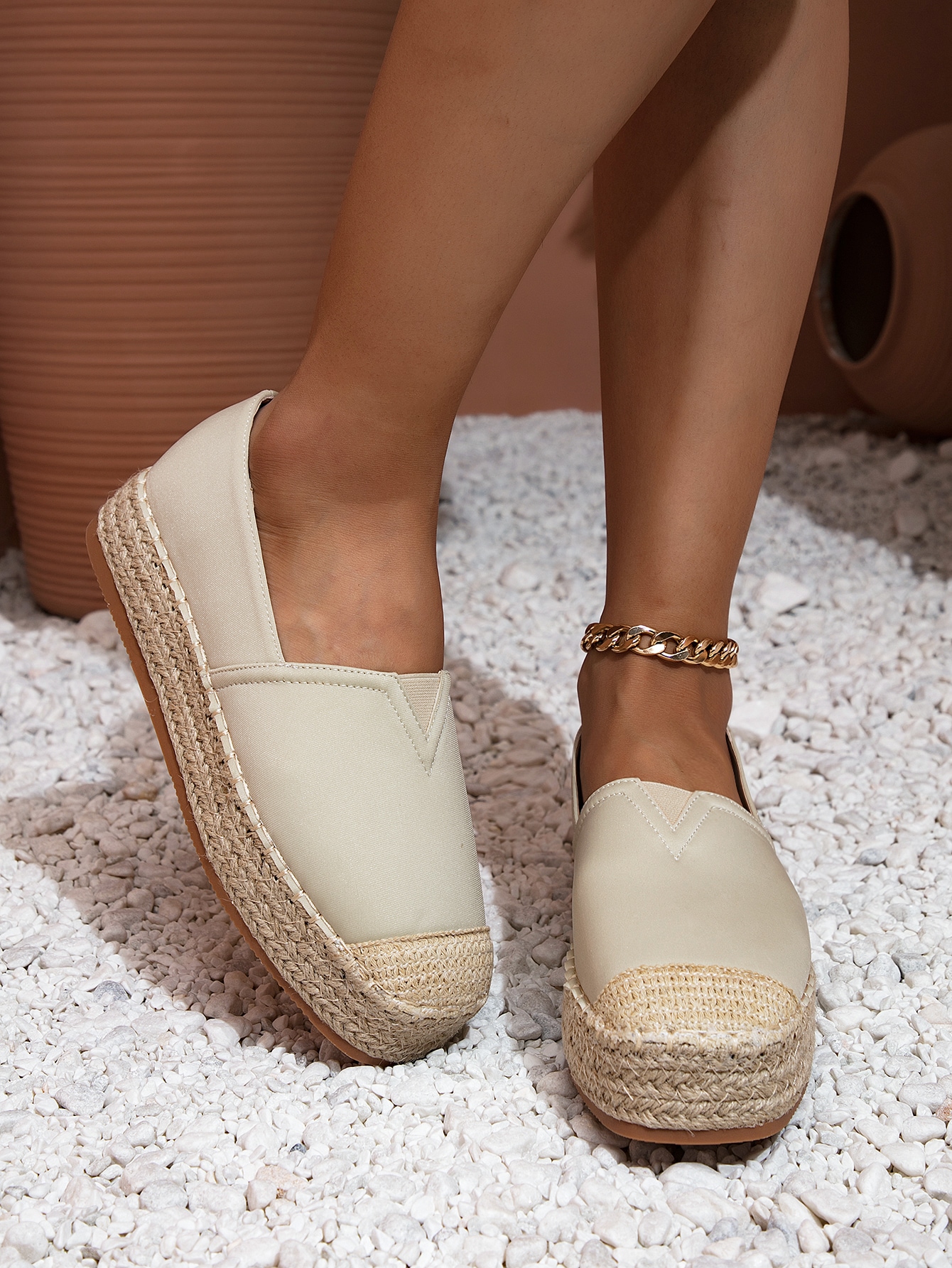 Cap Toe Espadrille Wedge Court Shoes