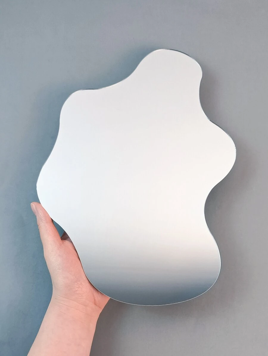 1pc Asymmetrical Shaped Mirror Decorative Wall Sticker, 2mm Thick Acrylic Mirror Sticker, Suitable For Bedroom, Living Room, Bathroom, And Kitchen.Toilet Sticker, Stickers, Wall Decal, Vinly Decal For Home Decorations, Spring Decoration Items Refresh Your Home, Rama Decoration Stickers