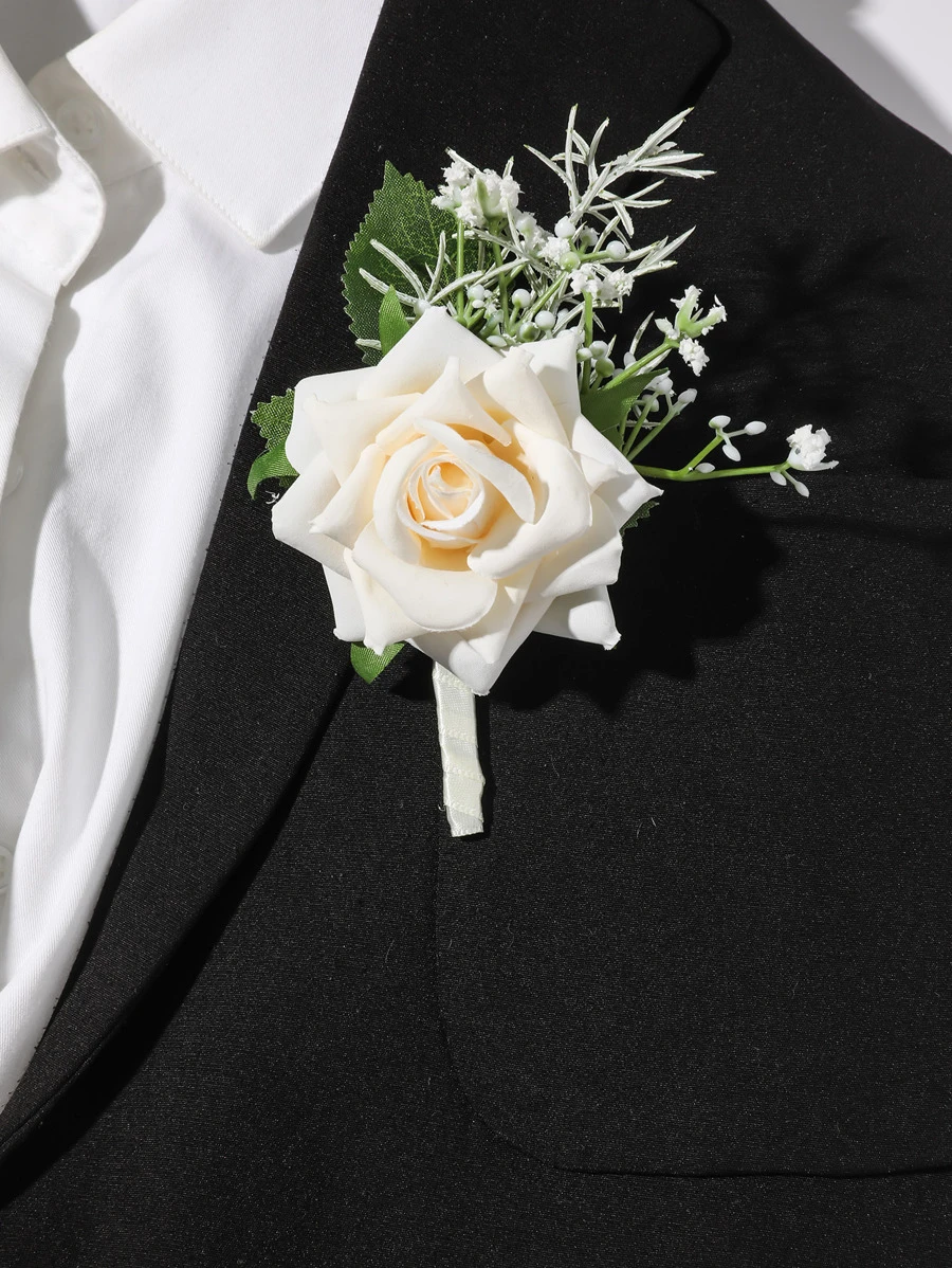 1pc Romantic Mori Style Rose Flower Corsage, Perfect For Wedding Decoration Valentine's Day Valentines