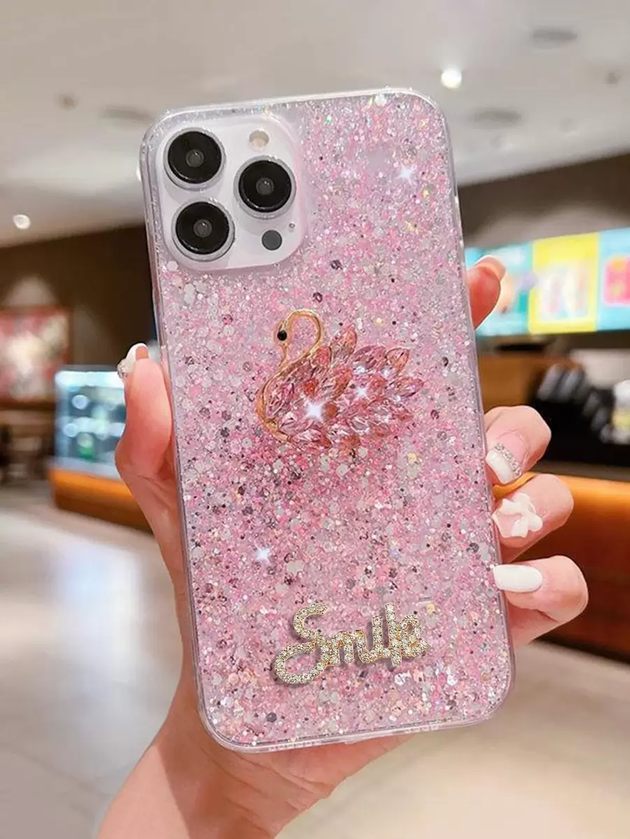 Strass Swan decoratieve telefoonhoes