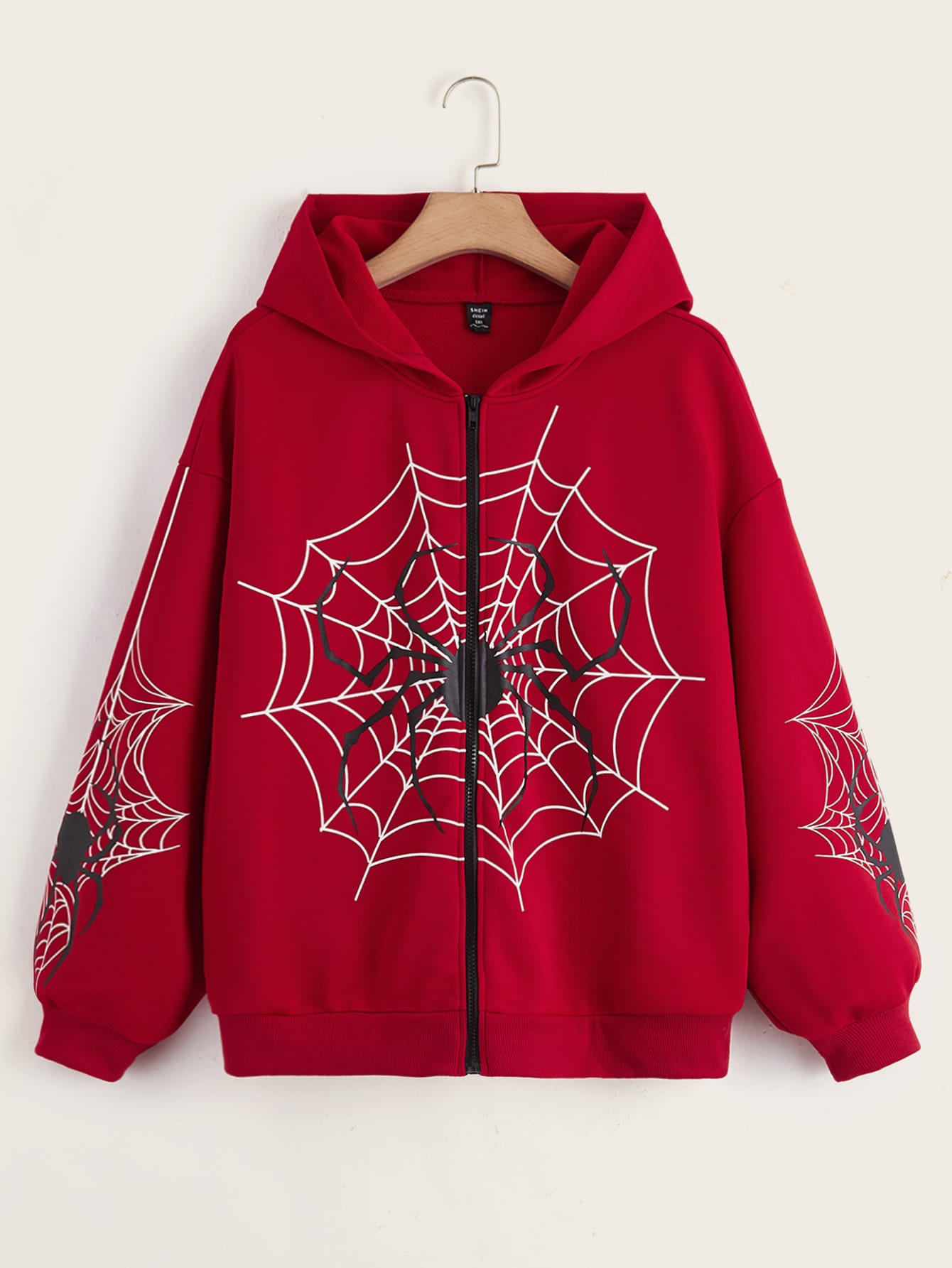SHEIN Capucha Con Estampado De Telara a Con Cremallera De Hombros Ca dos